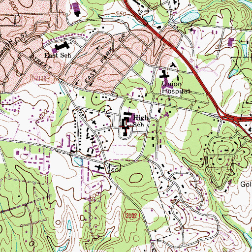 Topographic Map of Monroe High School, NC
