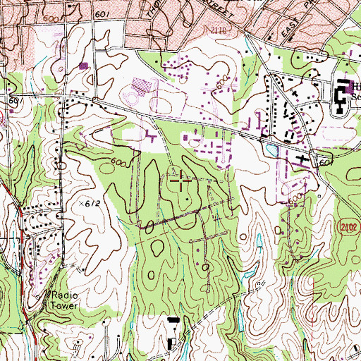 Topographic Map of Oakland, NC