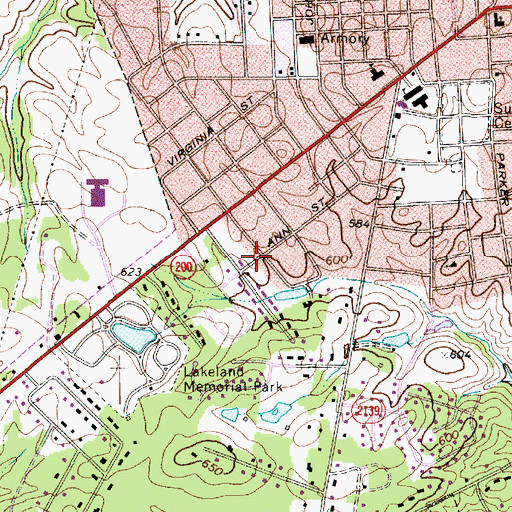 Topographic Map of Southwood Estates, NC