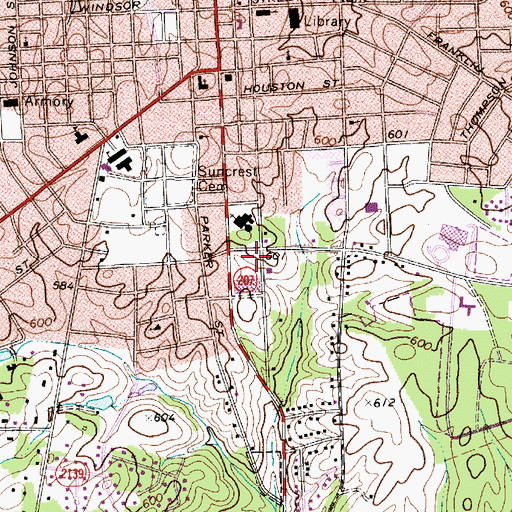 Topographic Map of Sunset Plaza, NC