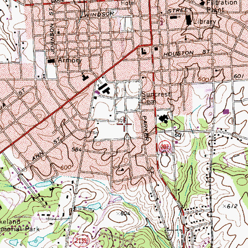 Topographic Map of Sunset Park, NC