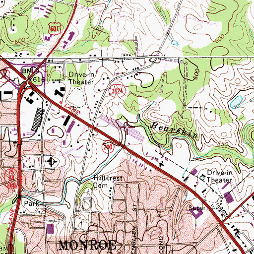 Topographic Map of Union Village Shopping Center, NC