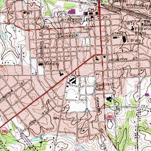 Topographic Map of Walter Bickett School, NC