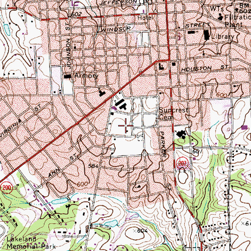 Topographic Map of Walter Bickett Stadium, NC
