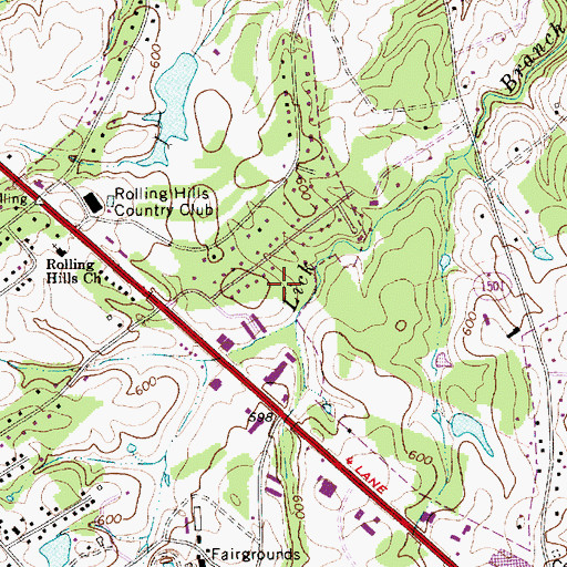 Topographic Map of Camelot, NC