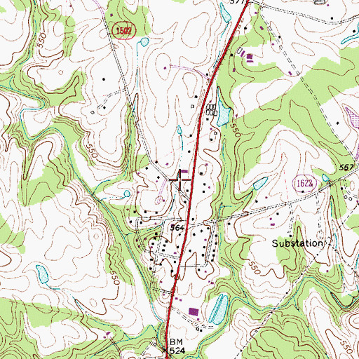 Topographic Map of Crestview Acres, NC