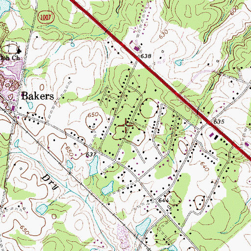 Topographic Map of Helms Park, NC
