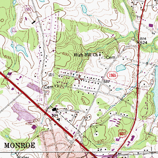 Topographic Map of Hillsdale, NC