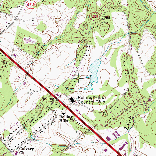 Topographic Map of Rolling Hills, NC