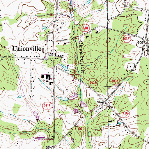 Topographic Map of Unionville School, NC