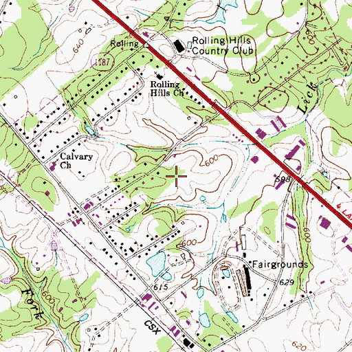 Topographic Map of Williams Subdivision, NC