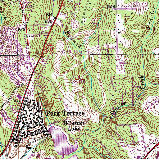 Topographic Map of Winston Lake Golf Course, NC
