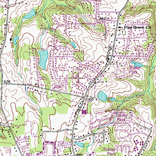 Topographic Map of Cliffwood, NC