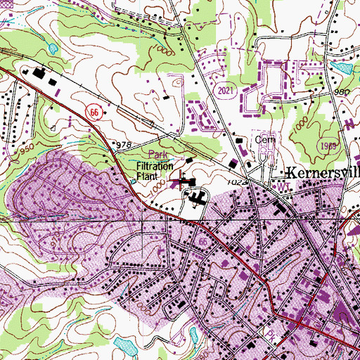 Topographic Map of Kernersville Elementary School, NC