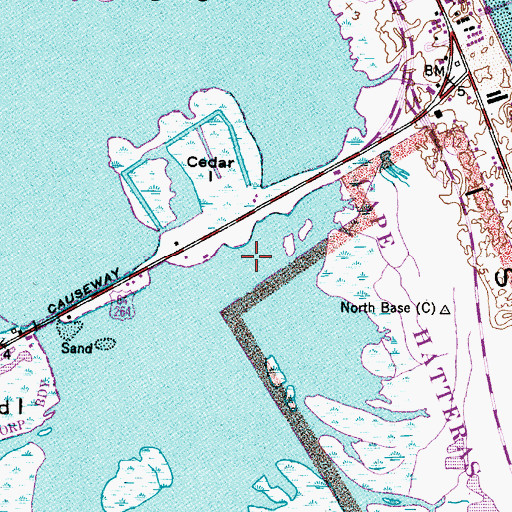 Topographic Map of Bodie Island Marshes, NC
