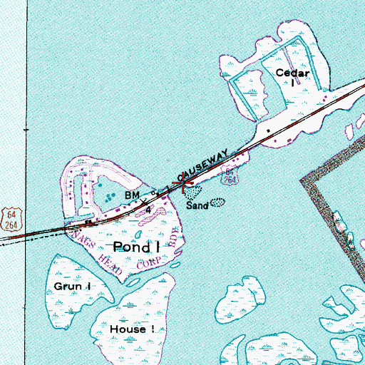 Topographic Map of Melvin R Daniels Bridge, NC