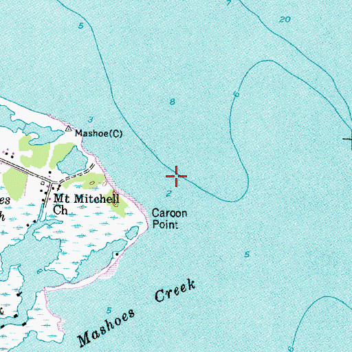 Topographic Map of Mashoes, NC
