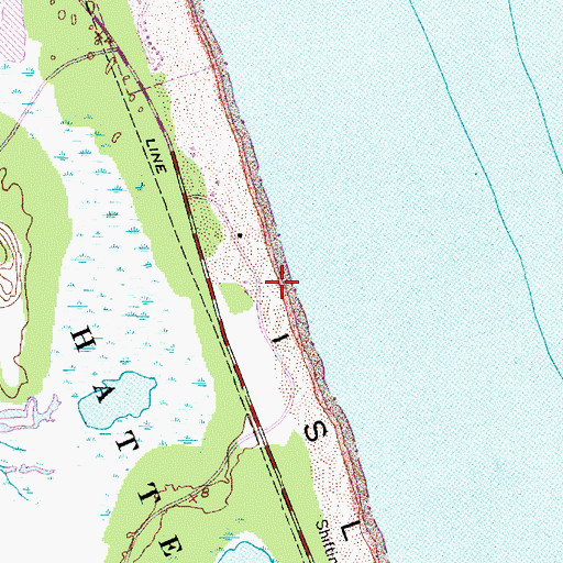 Topographic Map of Coquina Beach, NC