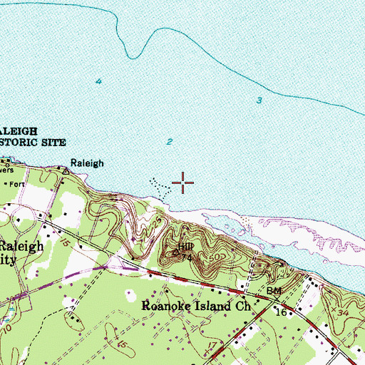 Topographic Map of Crab Claw Spit, NC