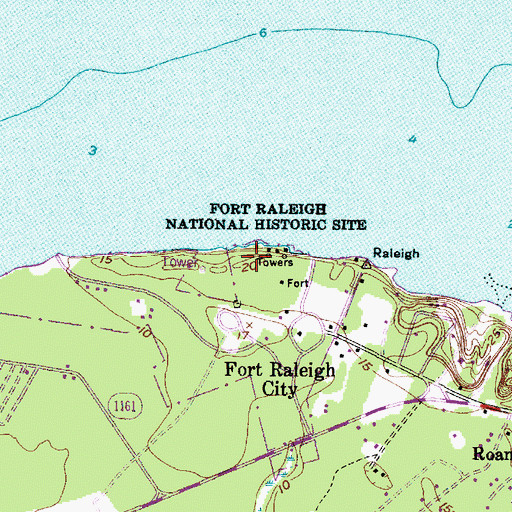 Topographic Map of Thomas Hariot Nature Trail, NC