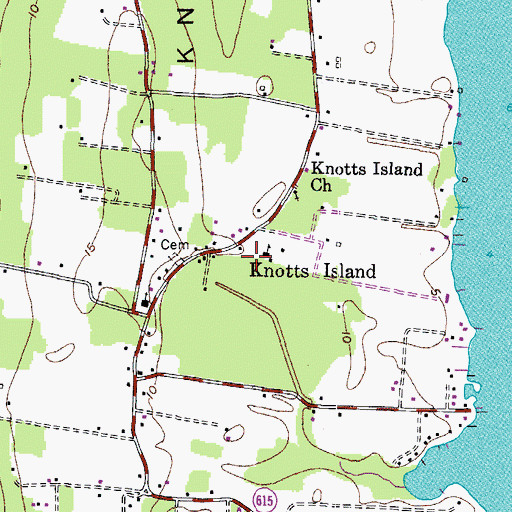 Topographic Map of Knotts Island Elementary School, NC