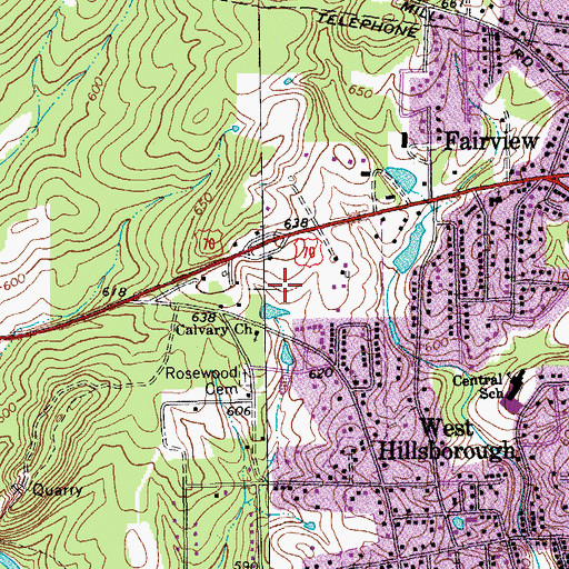 Topographic Map of Orange Heights, NC