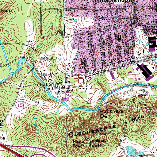 Topographic Map of Dimmocks Mill, NC
