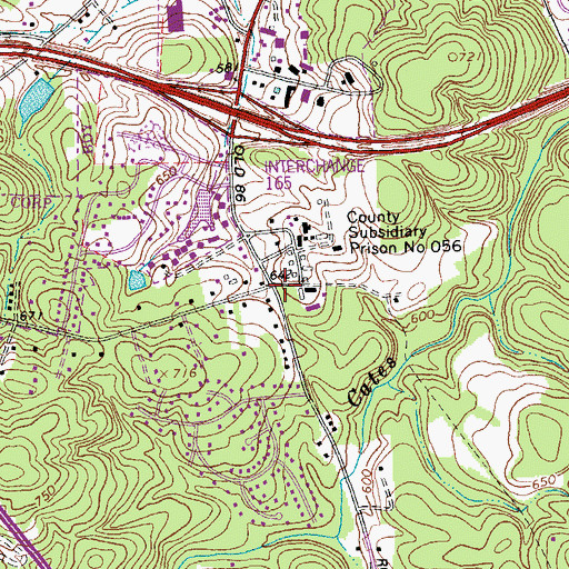 Topographic Map of Oakdale Farms, NC