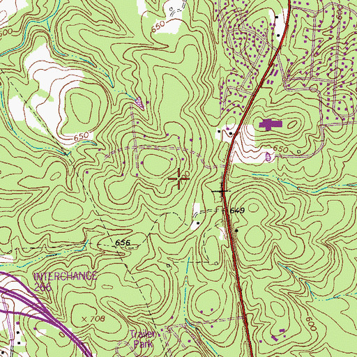 Topographic Map of Stagecoach Run, NC