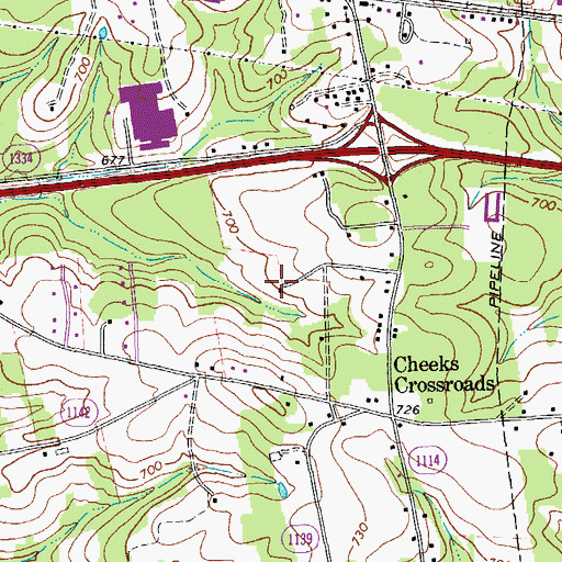 Topographic Map of Holly Meadows, NC