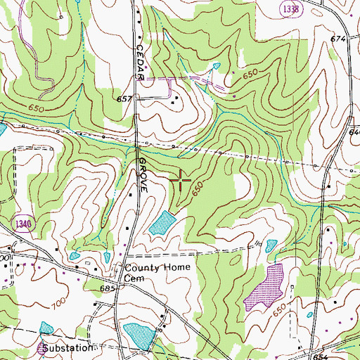 Topographic Map of Jordan Oak, NC
