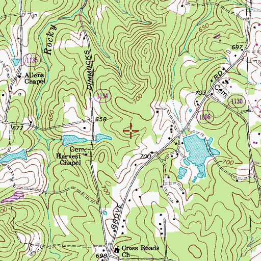 Topographic Map of Seven Mills Farms, NC