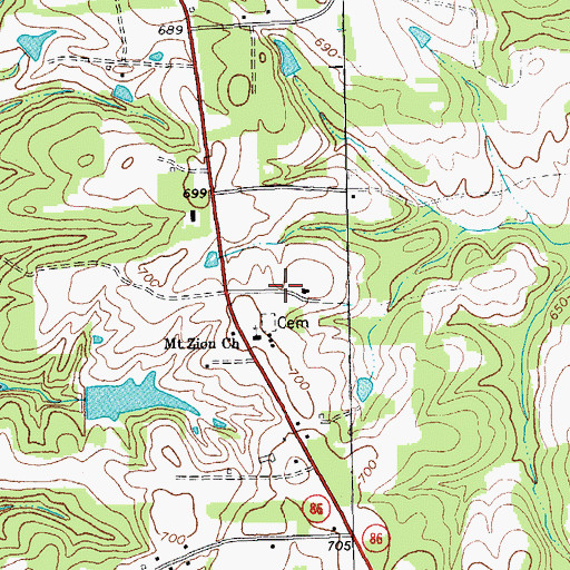 Topographic Map of Arrowhead, NC
