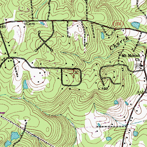 Topographic Map of Oak Hills, NC