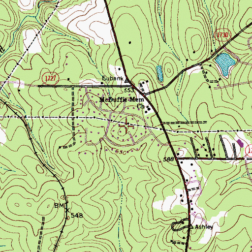 Topographic Map of Northwood, NC