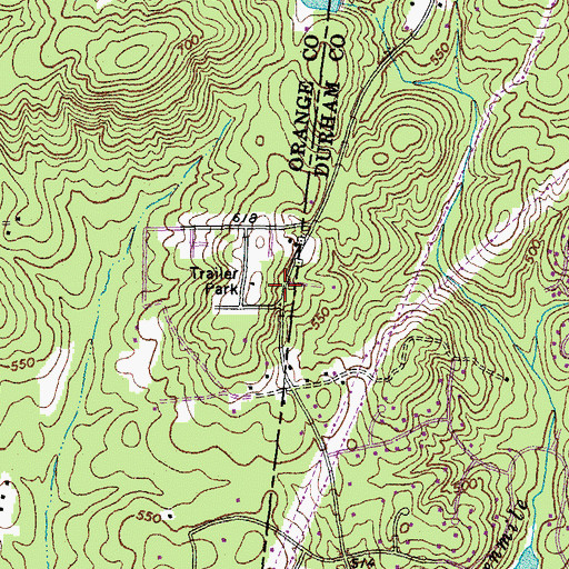 Topographic Map of Meadow Estates, NC