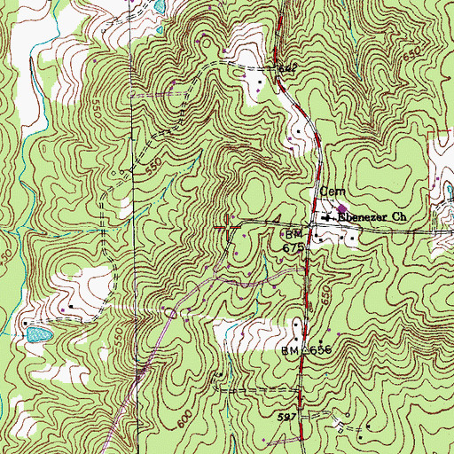 Topographic Map of Pleasant Green Estates, NC
