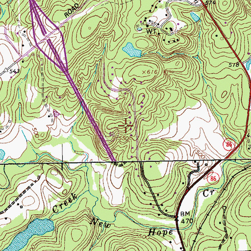 Topographic Map of Hideaway Estates, NC