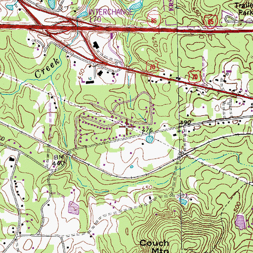 Topographic Map of Whispering Pines, NC
