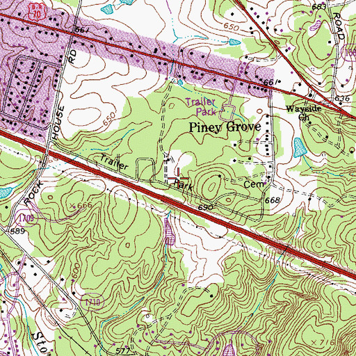 Topographic Map of Colonial Park, NC