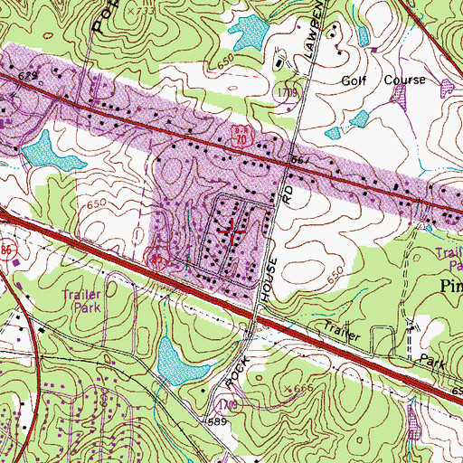 Topographic Map of Colonial Hills, NC