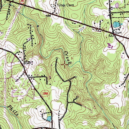 Topographic Map of Stoney Brook, NC