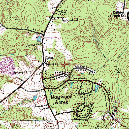 Topographic Map of Carlton Acres, NC