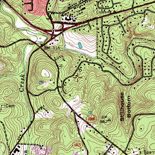 Topographic Map of Morgan Creek Hills, NC
