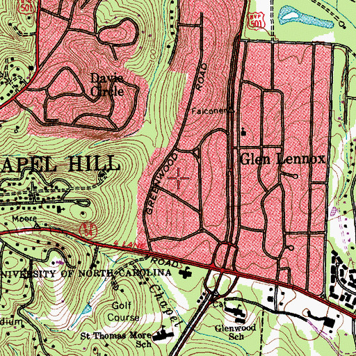 Topographic Map of Greenwood, NC