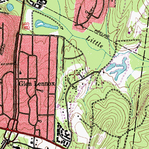 Topographic Map of The Oaks, NC