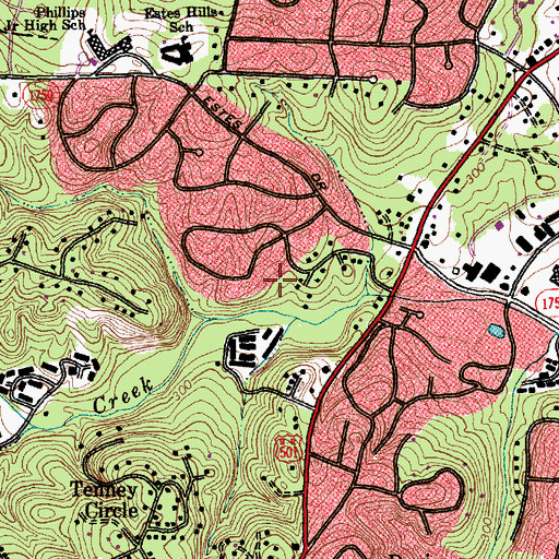 Topographic Map of Hidden Hills, NC