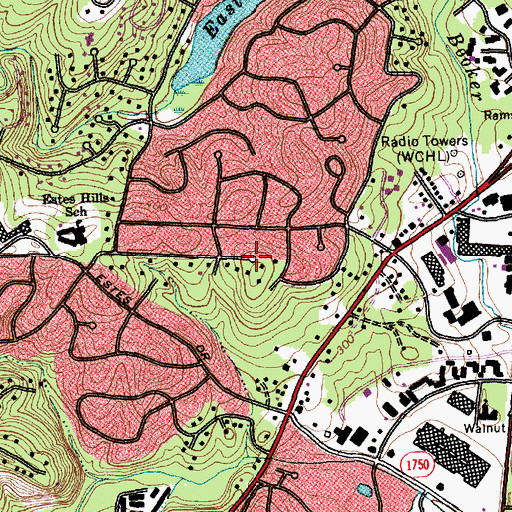 Topographic Map of Coker Hills, NC