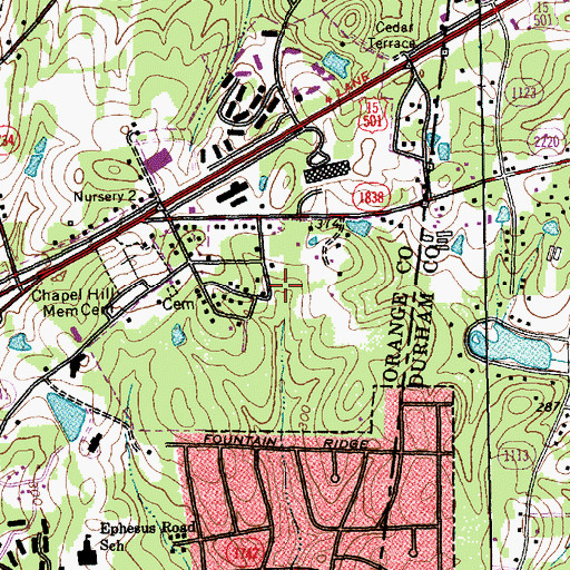 Topographic Map of Colony Park, NC