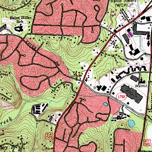 Topographic Map of Lake Forest Estates, NC